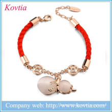 New 2016 Products red claps for leather Gold Plated Cucurbit Pendants bracelet For Best Friends